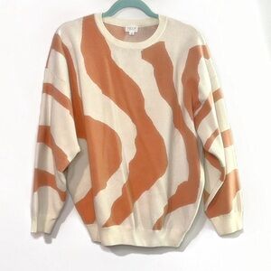 Women’s Le Lis Cream & Apricot Abstract Sweater Size Large NWOT